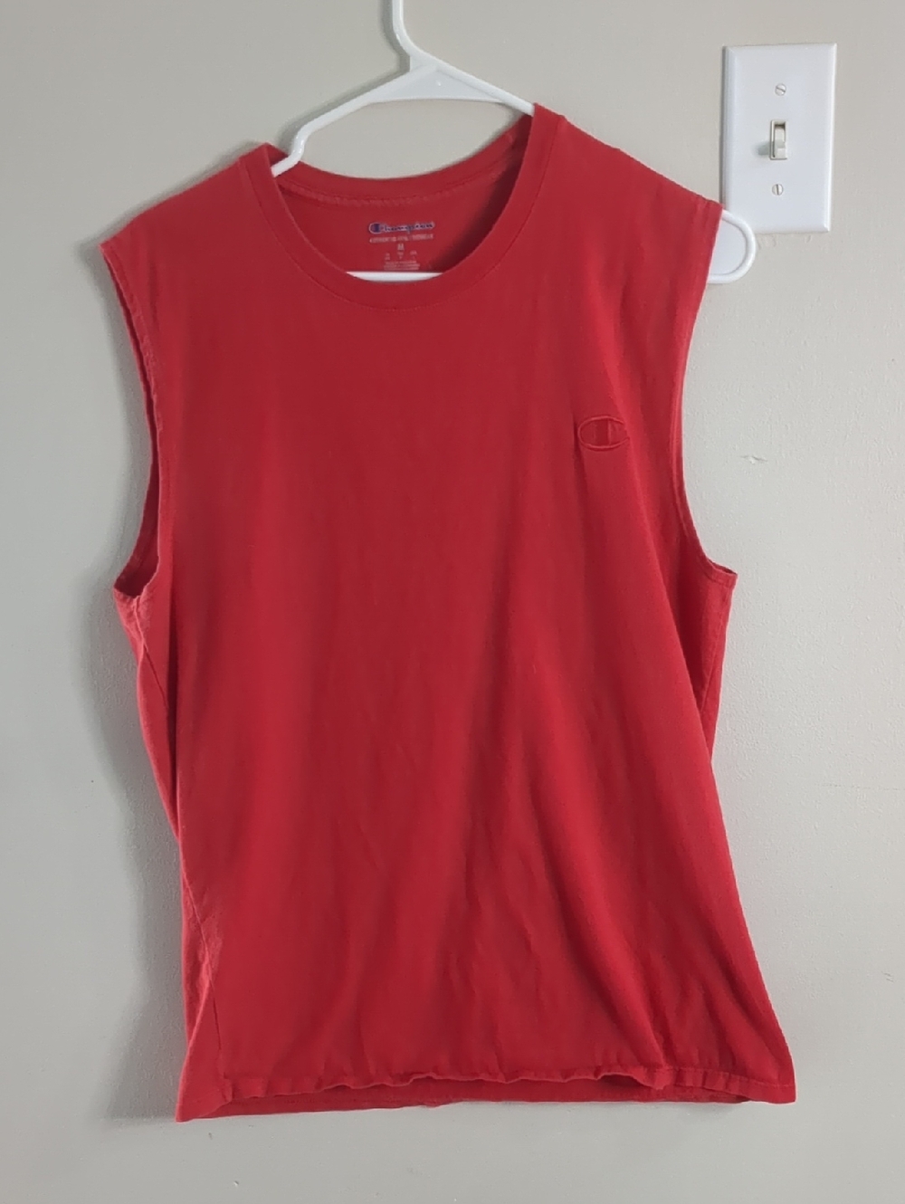 Champion Red Muscle Tank - Men's Size Medium - Sleeveless Activewear Gym Shirt